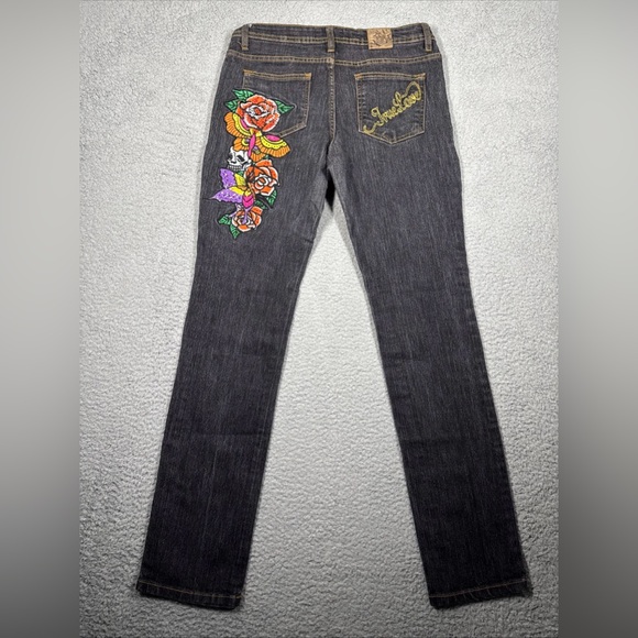 Soho Babe Love Life Women Blue Denim Jeans 7 Beautiful Multi Colored Patchwork - Picture 2 of 15